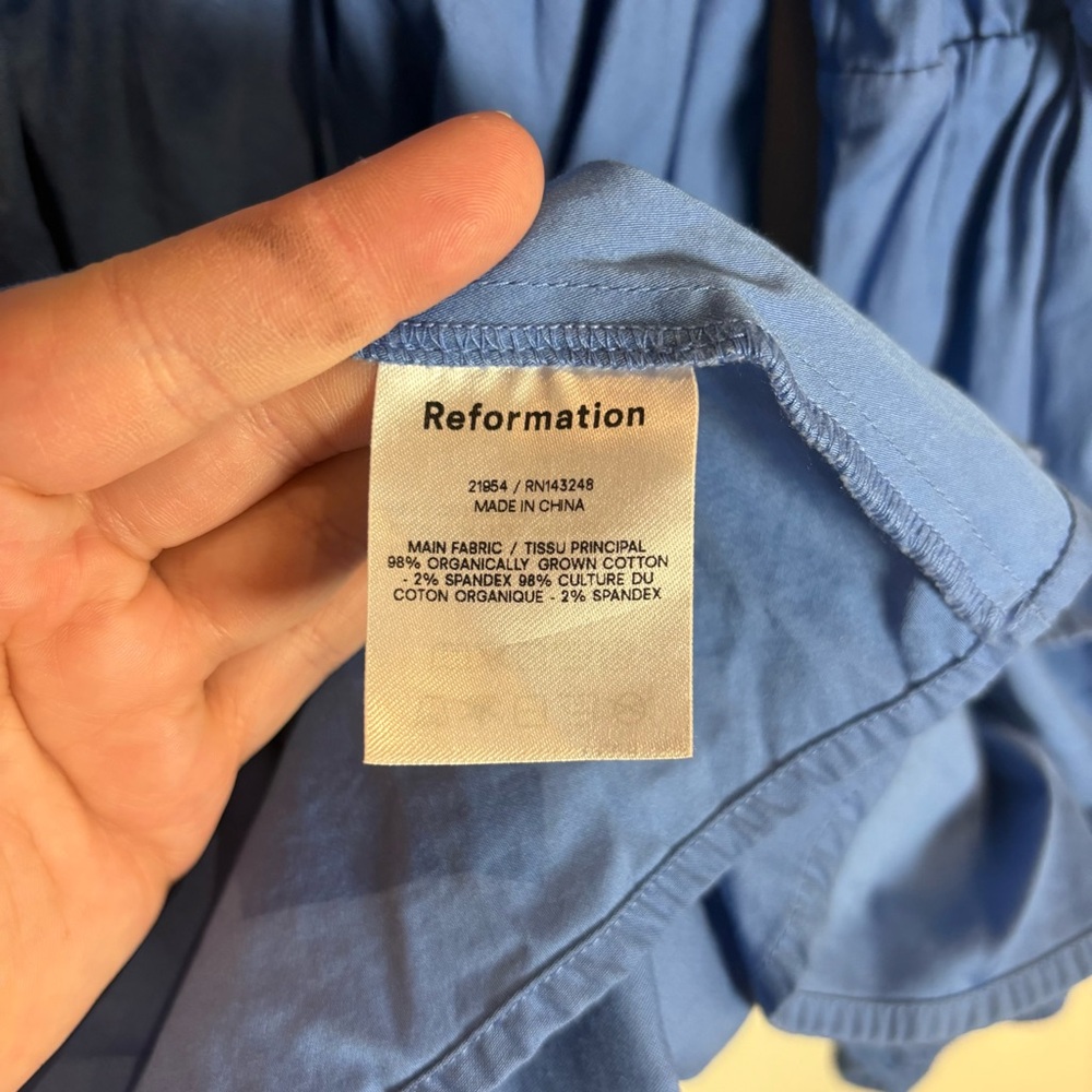 Reformation Michaela Mini Dress in Azure Blue Organic Cotton Sz 4 - Picture 8 of 10